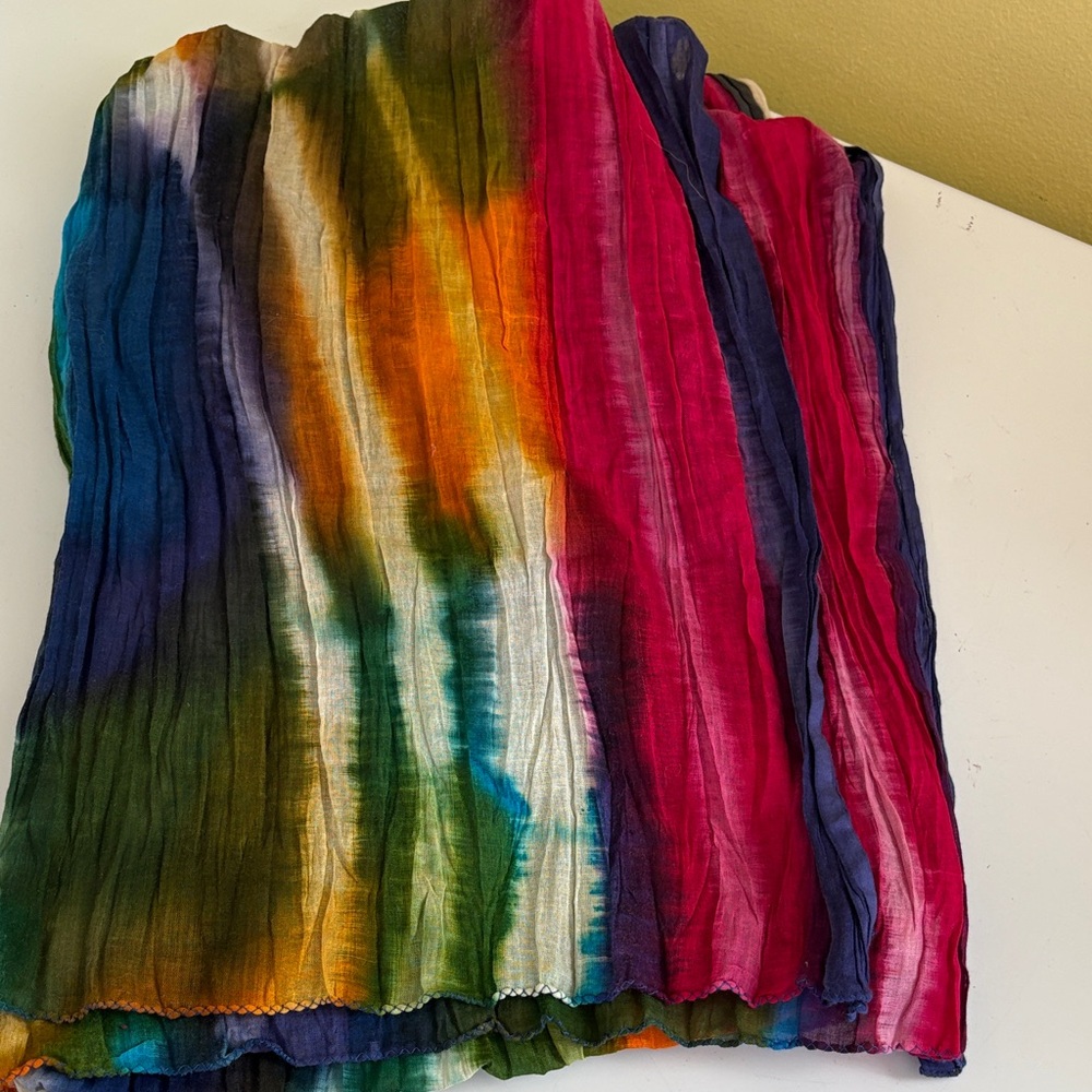 Global Girlfriend Tye Dye Crinkle Cotton Wrap Scarf 26”x 72”